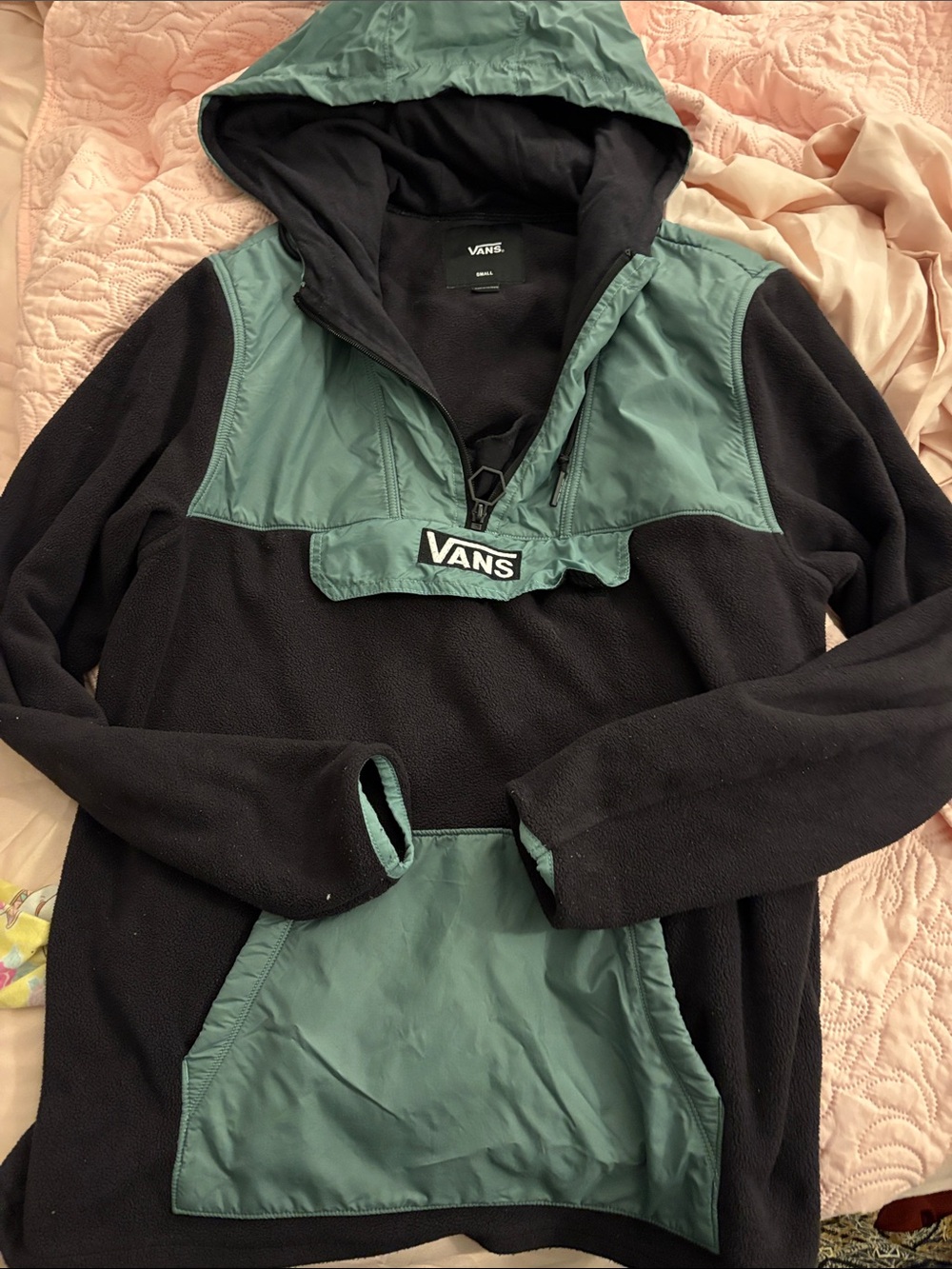 Vans Black Fleece Pullover with Teal Accents